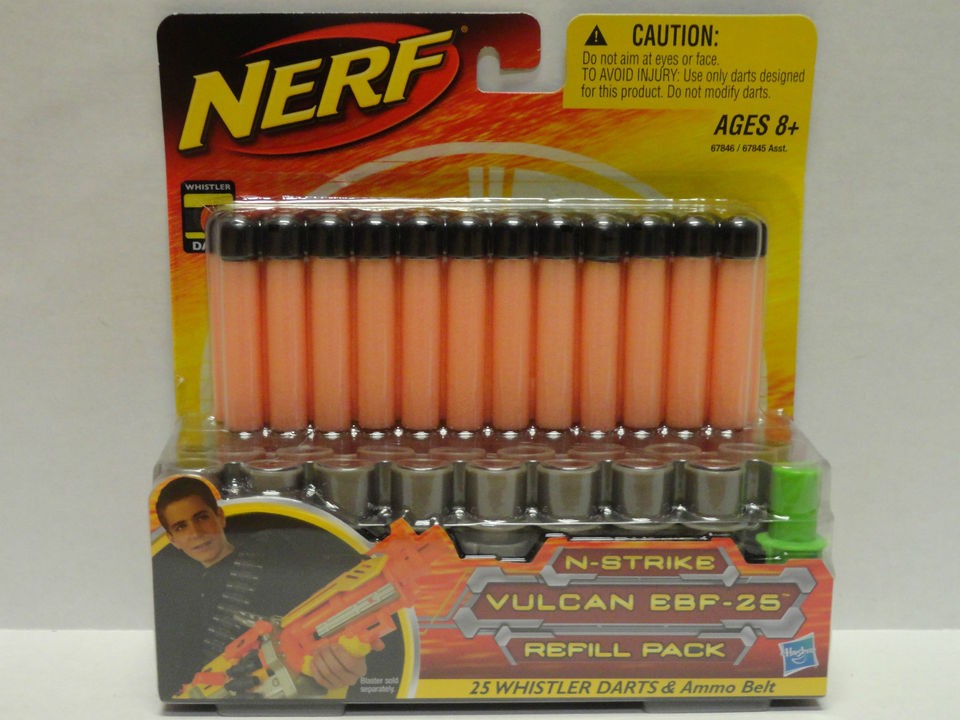 NEW~NERF~N STRIKE~VULCAN~EBF 25 BELT REFILL~25 WHISTLER DARTS~GUN AMMO 