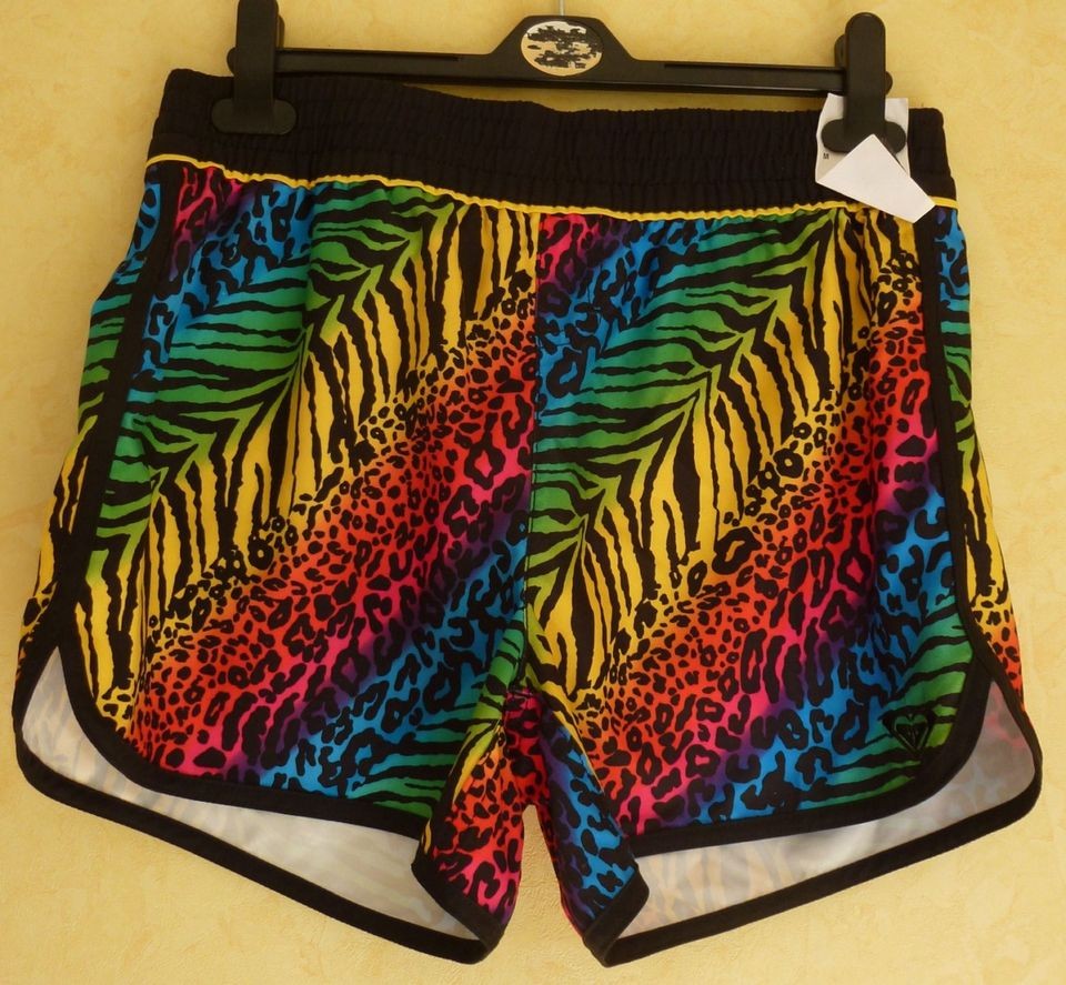 ROXY ZEBRA LEOPARD SHORTS SIZE M QUIKSILVER WALK SURF BOARD SWIM 