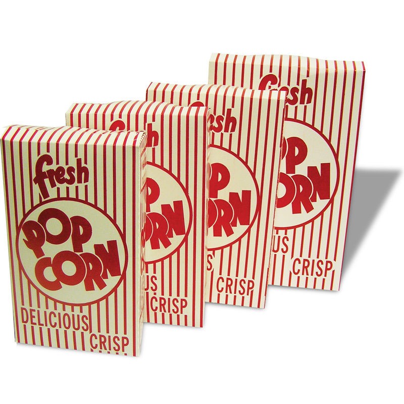 100 Closed Top Popcorn Maker Serving Boxes, 1.25 Oz Closing Lid Box 