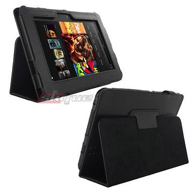   Folio Button Leather Case Cover For  Kindle Fire7 Tablet 7in