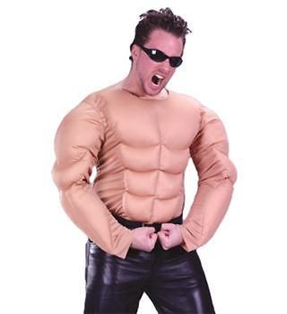 MENS MUSCLE CHEST SHIRT RAMBO TERMINATOR ARMY STRONGMAN FANCY DRESS 