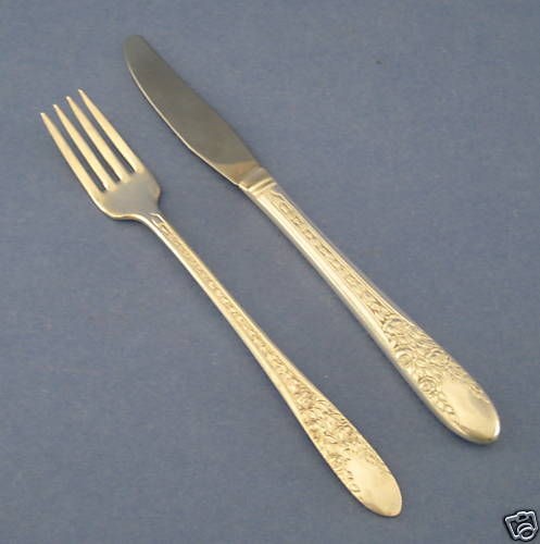 National Silver Rose Leaf 1 Knife 1 Fork Grille Flowers