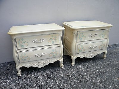   listed PAIR OF FRENCH BOMBAY PAINTED END TABLES BY THOMASVILLE #2529