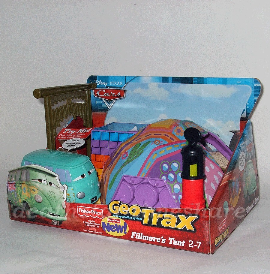   /Pixar CARS GeoTrax FILLMORES TENT Fisher Price VW Van Very Rare