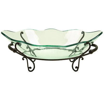 Casa Cortes Milan Decorative Centerpiece Glass Bowl with Stand