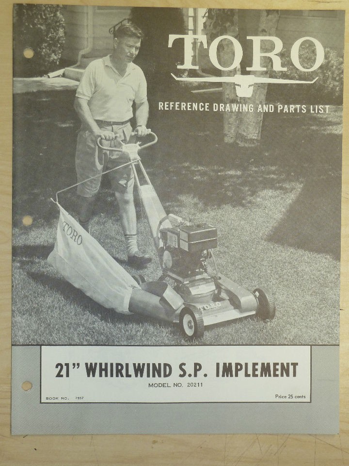 1960 TORO MOWER OPERATING PARTS MANUAL 21 WHIRLWIND S.P. BOOK # 7557