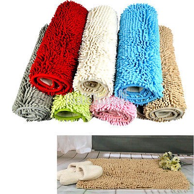   Bathroom Shaggy Rugs Non Slip Bath Mat Thick Shag Pile 7 Colors