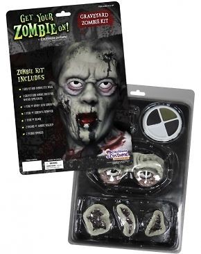 DELUXE GRAVEYARD ZOMBIE MASK & MAKEUP KIT FANCY DRESS HALLOWEEN 