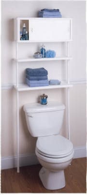 Space Saver White Bathroom Cabinet 2 Plastic Shelves