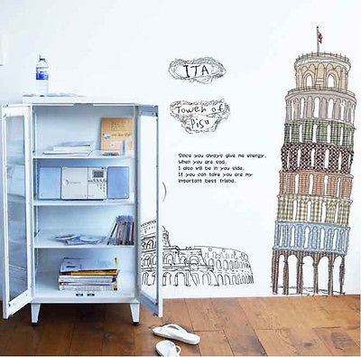   Italy Tower of Pisa DECOR DECAL VINVY ART PVC Removable Wall Sticker