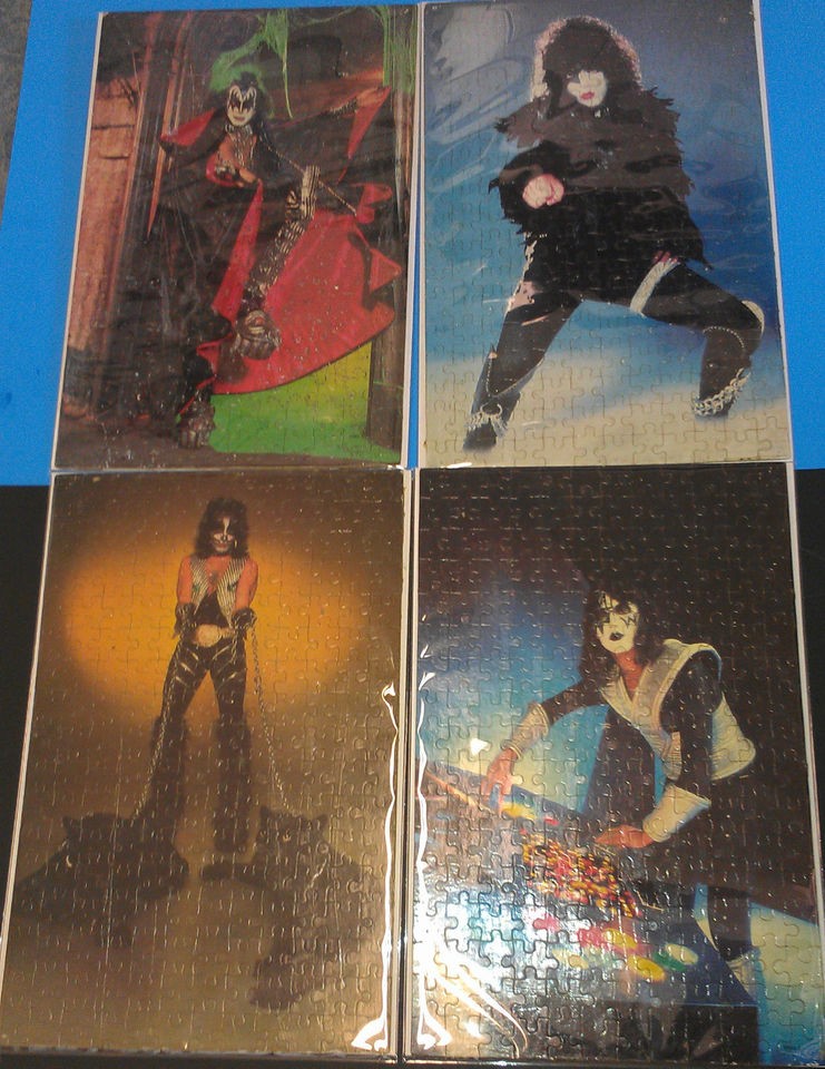   Set of 4 Milton Bradley KISS Puzzles w/Gene Ace Paul Peter Aucoin