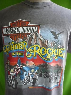 Vtg 80s HARLEY DAVIDSO​N THUNDER IN THE ROCKIES DENVER COLORADO T 