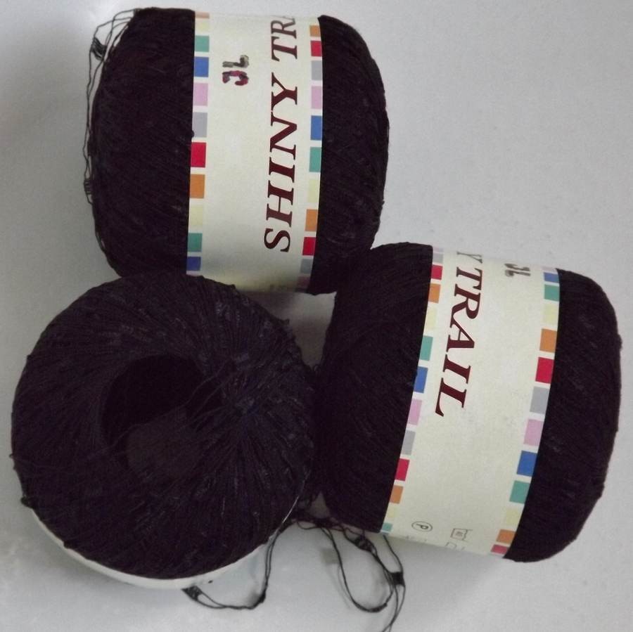 831 yrds 3 balls of Shiny TRAIL ladder trellis yarn #1 Black