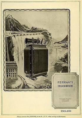 1923 Ad Ferranti Transformers Hollinwood Dam Power Poles Utility 