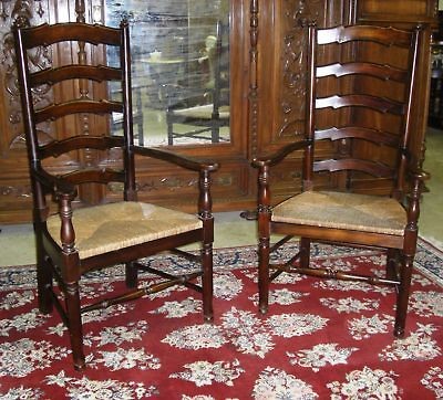   STYLE COUNTRY FRENCH LADDERBACK ARM CHAIRS HAND WOVEN RUSH SEATS