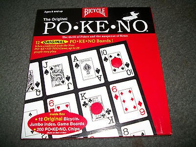 PO KE NO GAME BY BICYCLE COMPLETE WITH 12 BOARDS & 200 CHIPS FREE 