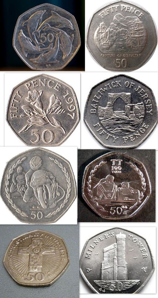 1997 TO 2010 ~ Jersey, Guernsey, Gibraltar, Isle of Man ~ 50p ~ 50 