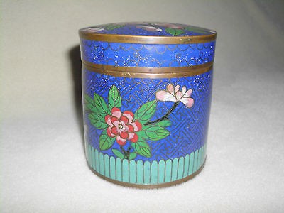 Vintage Chinese Cloisonne TOBACCO/TEA Jar Container Cylinder Copper 