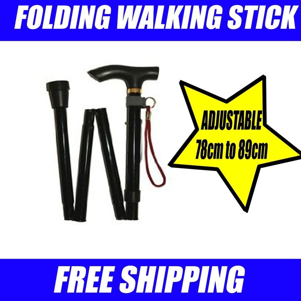 NEW FOLDING ADJUSTABLE STICK WALKING AID ALUMINIUM STRONG LIGHT NON 