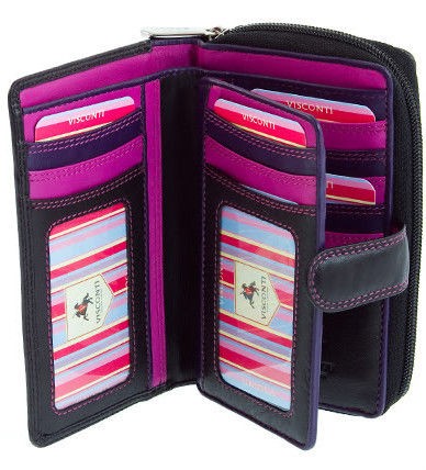   Colorado CD22 Ladies /Girls Leather Wallet/Purse Black/Pink Gift Boxed