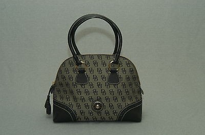 Dooney And Bourke Classic Fabric & Leather Satchel New (Black)