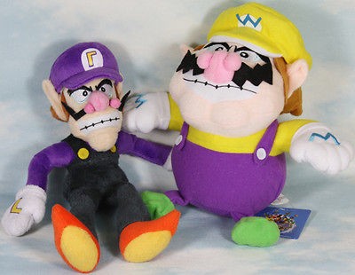 lot 2 mario bros waluigi wario 9 11 plush toy doll