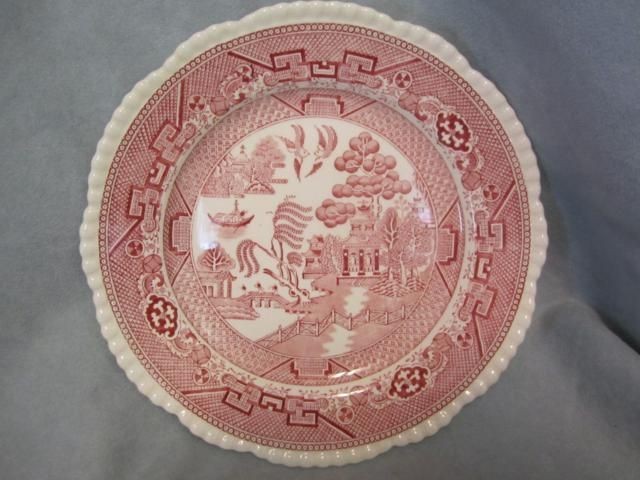 F1 Adams & Son Pink and White Willow Staffordshire Dinner Plate