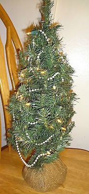   TREE LIGHTS UP works WHITE BEAD GARLAND 24 INCH 2 FOOT green pine NICE