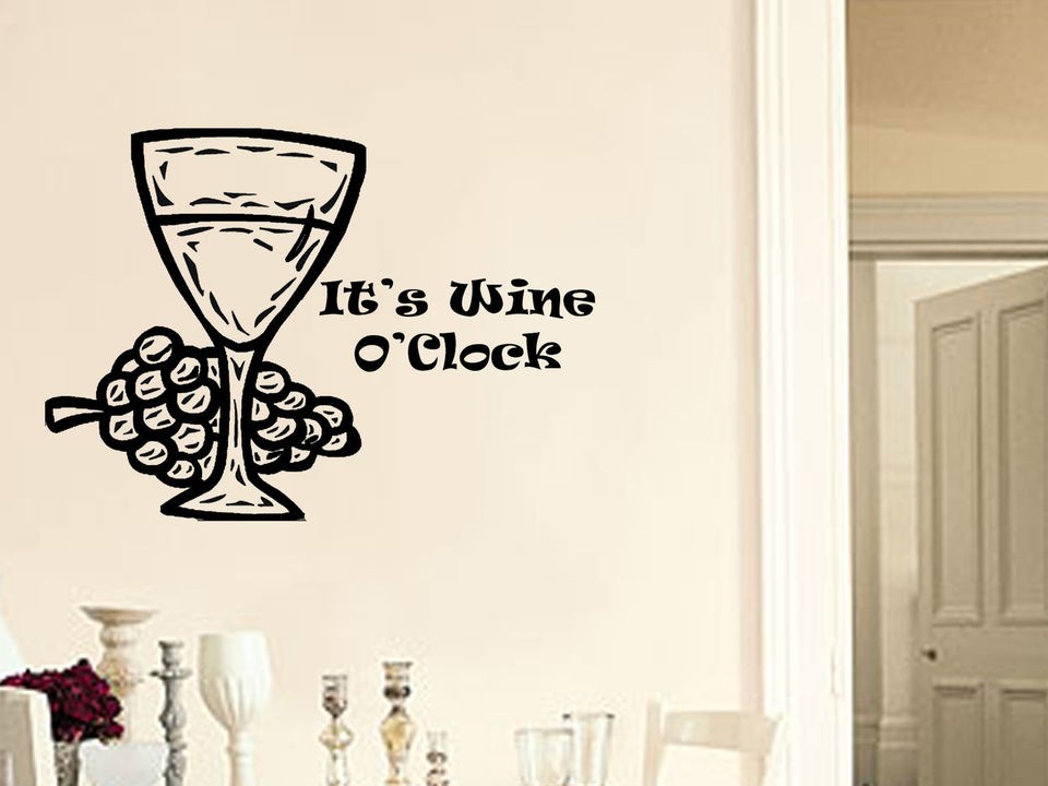 Its Wine Oclock Giant Wall Art,Stickers Mural,Vinyl,La​rge WA200 