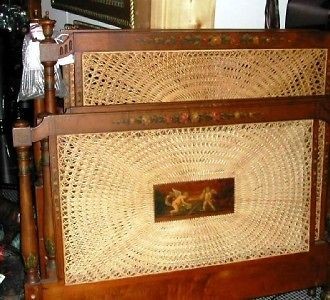 Victorian Twin Wicker and Wood Headboards