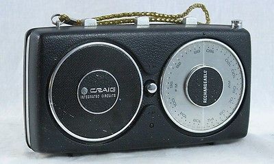 Vintage Craig 1209 AM/FM Rechargeable Transistor Radio