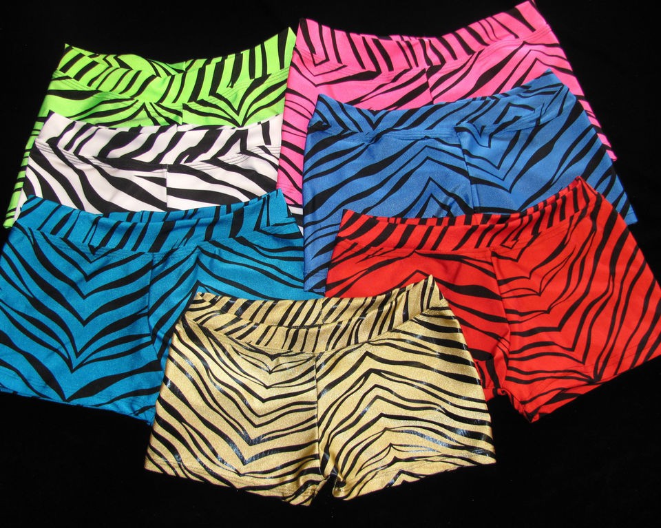 DANCE GYMNASTIC SHORTS ZEBRA CHILD XS (6), S (8), M (10), L (12) NWOT