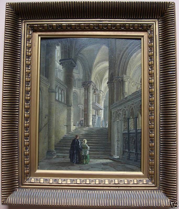 DAVID ROBERTS CANTERBURY CATHEDRAL 1844 OIL/WOOD PANEL