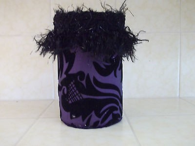   Print Purple Black Velvety Desk Organizer Pencil Makeup Brush Holder