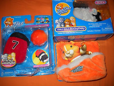 Zhu Zhu Pets Rockstars Roxie Orange Blanket Bed Ball & Outfit Boy age 