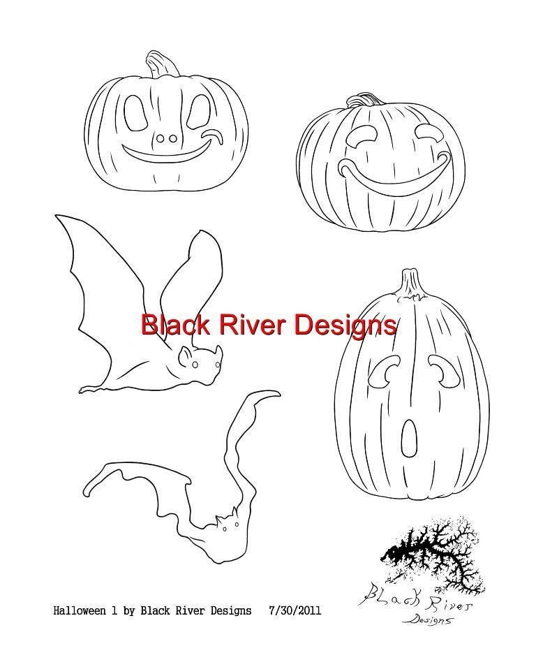 New Pumpkins Bat Traceable Embroidery Pattern Halloween