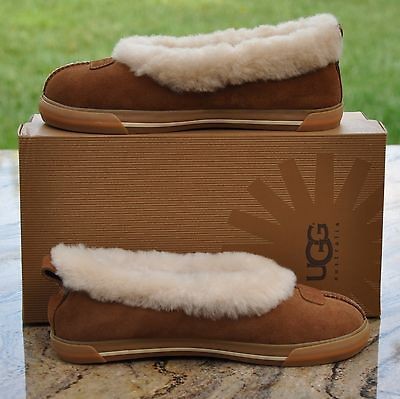 UGG RYLAN 8 LEXI CHESTNUT BROWN SLIPPERS MOCCASIN SNEAKER INDOOR 