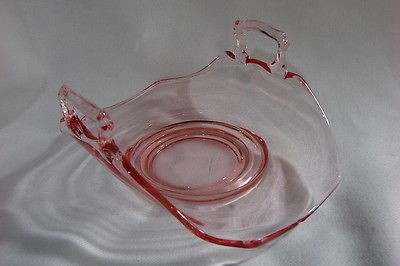 Vintage Pink Bon bon Nappy Dish Depression Glass Era Two Handle Upturn 