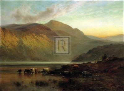 ALFRED DE BREANSKI A Drink before Sunset loch PRINT