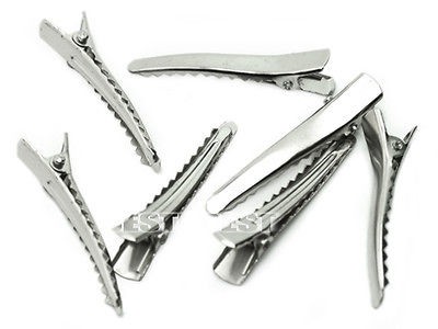 50 LOT Blank Press HAIR CLIP Alligator Single Prong Bow