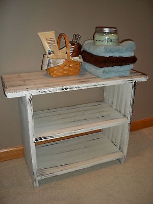   Two Shelf Bench*Aged White  Country Decor See All Pics USA Made