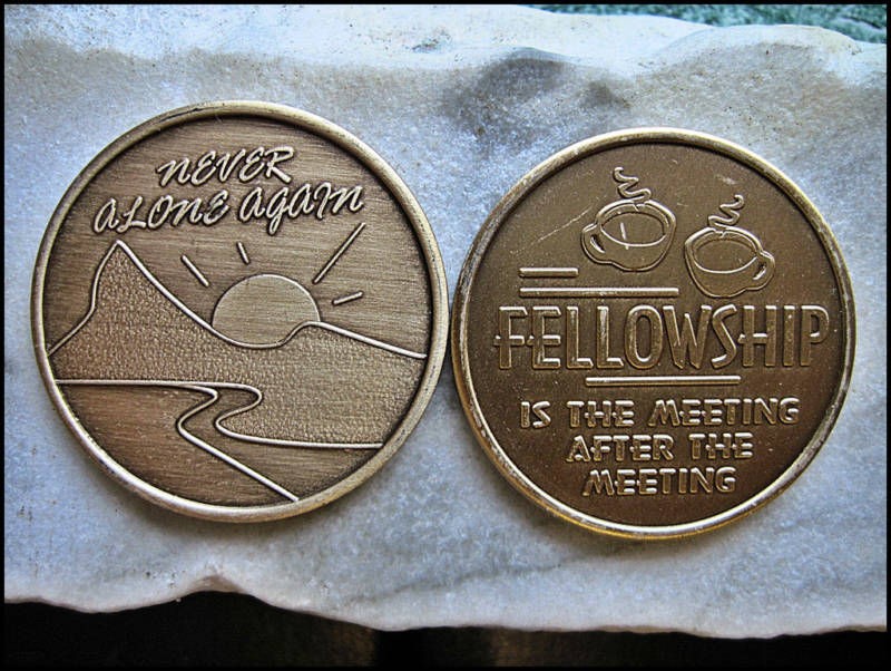 NEVER ALONE AGAIN FELLOWSHIP MEETING NARCOTICS ANONYMOUS NA COIN 141