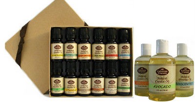 COMBO SET 12 10 ml 100% Pure Essential Oil & 3 4oz Carrier Oils US 