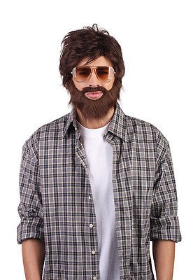 Hangover Alan Garner Stay At Home Son Brown Wig Beard & Moustache 