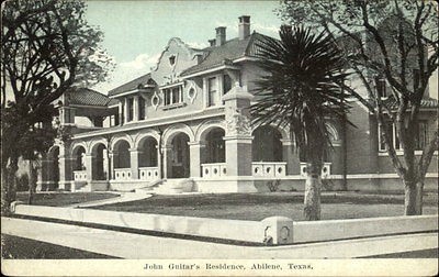 Abilene TX John Guitars Residence Home c1910 Postcard