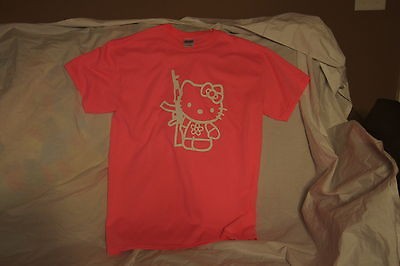 Hello Kitty AR15 AK47 T Shirt Tee Printed Brand NEW Pink Funny Guns 