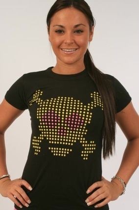   Junk Food Lite Brite Skull and Cross Bones Retro Juniors T Shirt