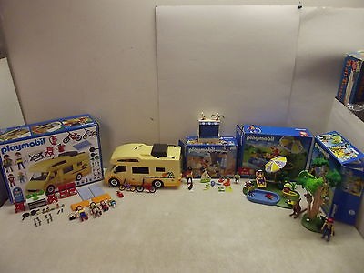 PLAYMOBIL LOT 3647 3660 4140 4854 CAMPER RV BEACH CHAIR BACKYARD FUN +