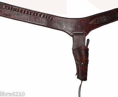 22 22 Revolver Gun Holster Belt Size 42 SMOOTH BROWN LEATHER WESTERN 