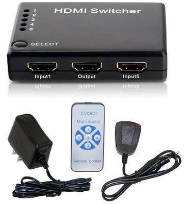 Fosmon   Intelligent 5 Port A/V HDMI Mini Switcher Splitter with 